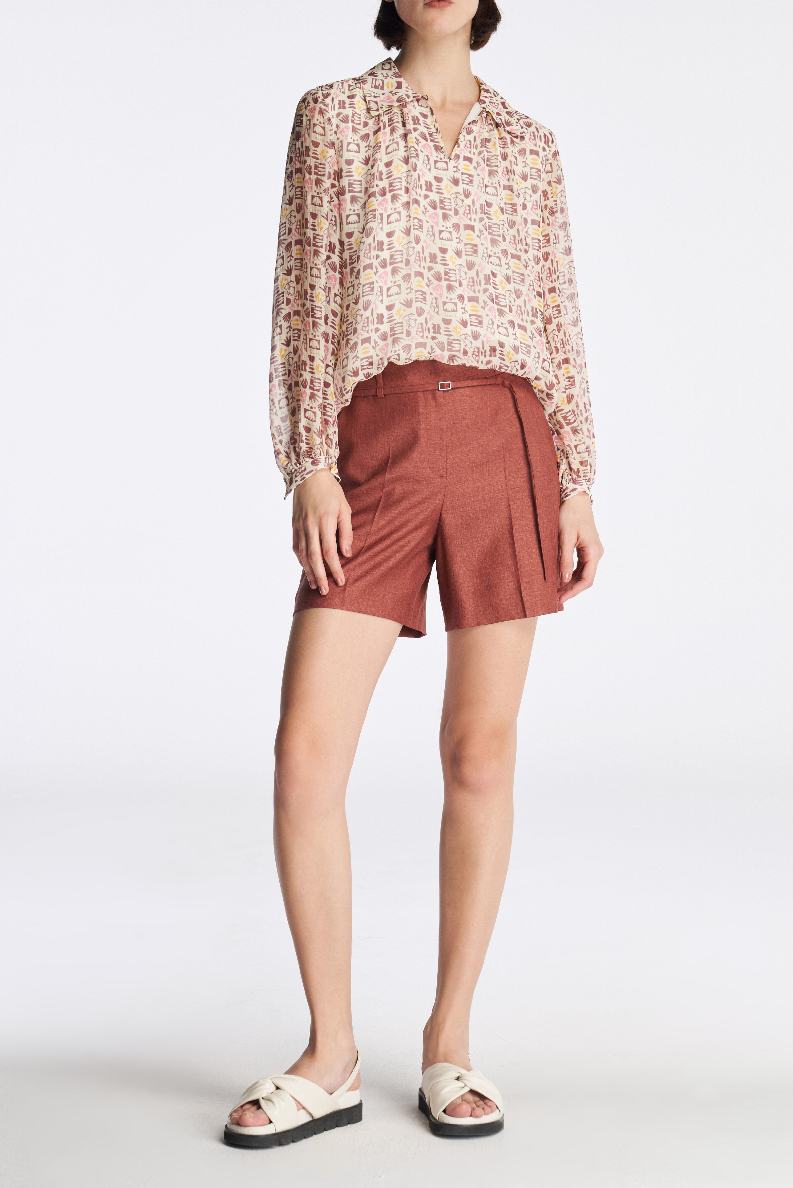 Laurèl Memphis Style Pattern Puff Sleeve Blouse