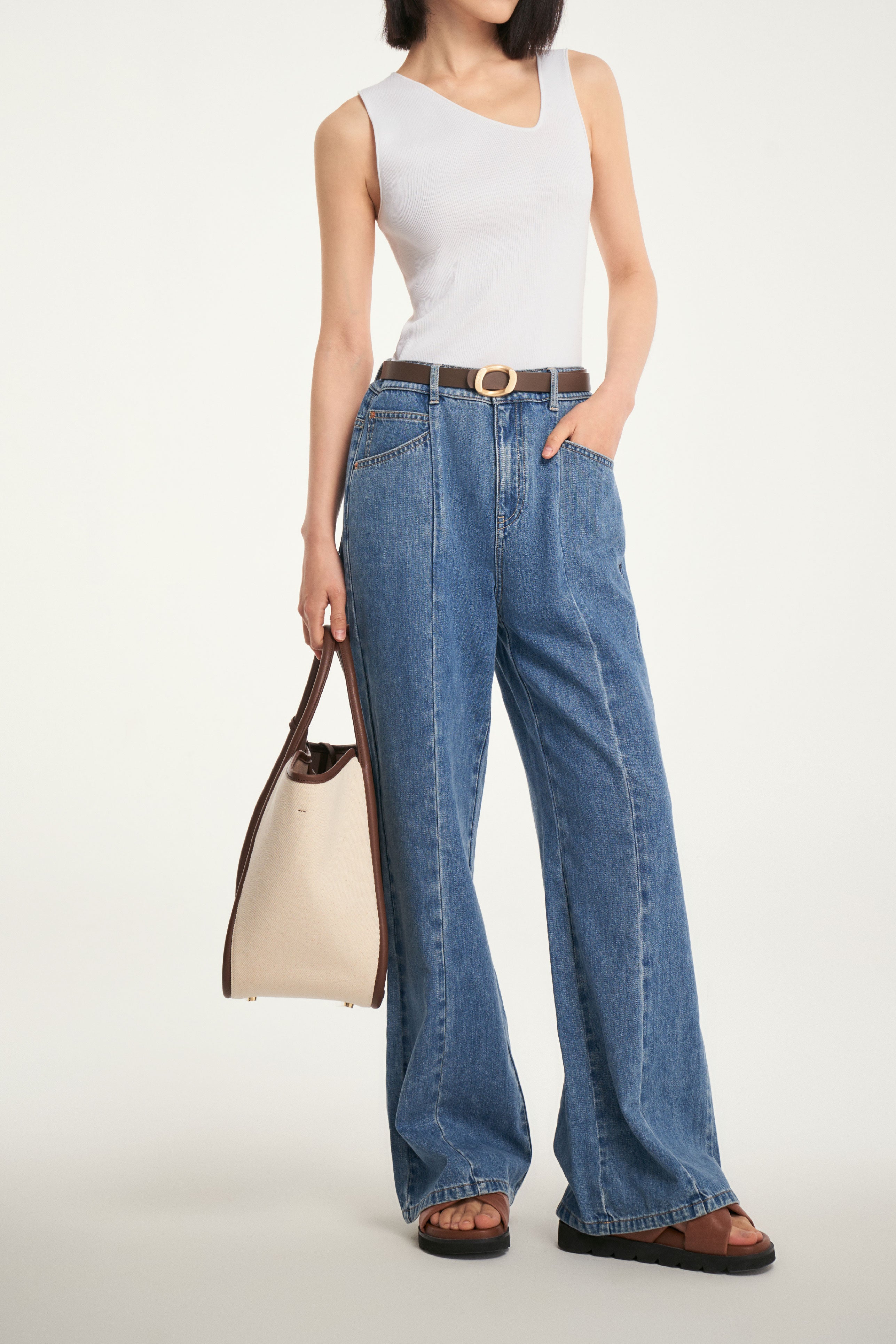 Laurèl White Asymmetrical Neckline Knit Top