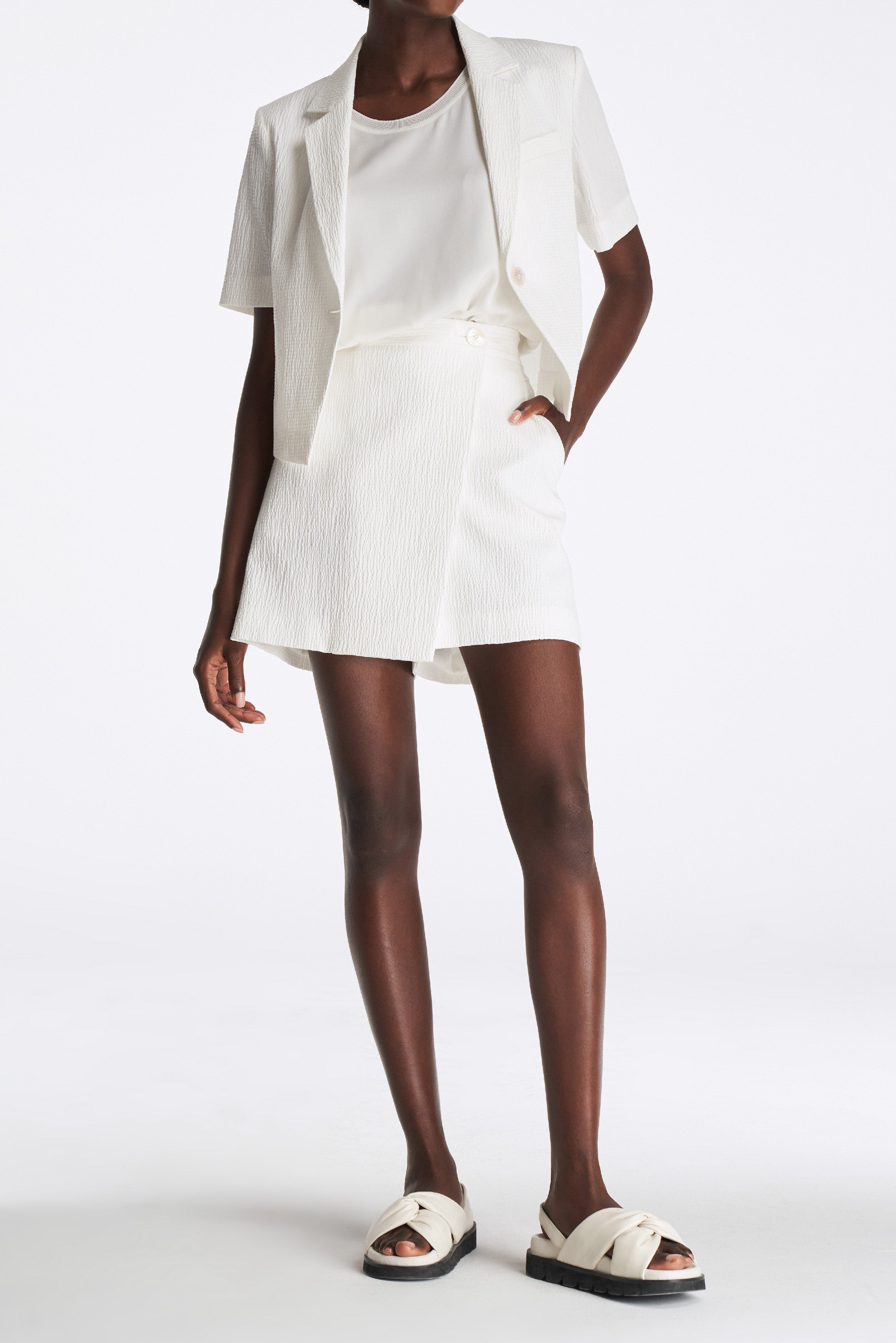Laurèl White Cotton A-line Shorts