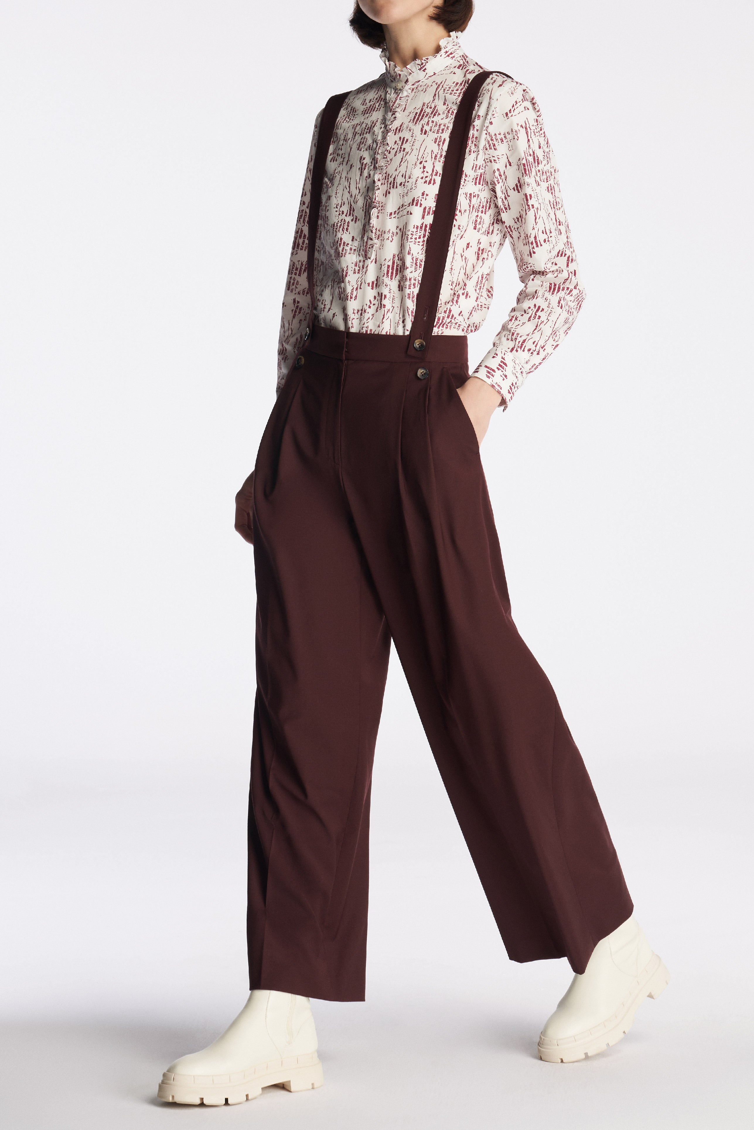 Laurèl Wool Detachable Suspender Trousers