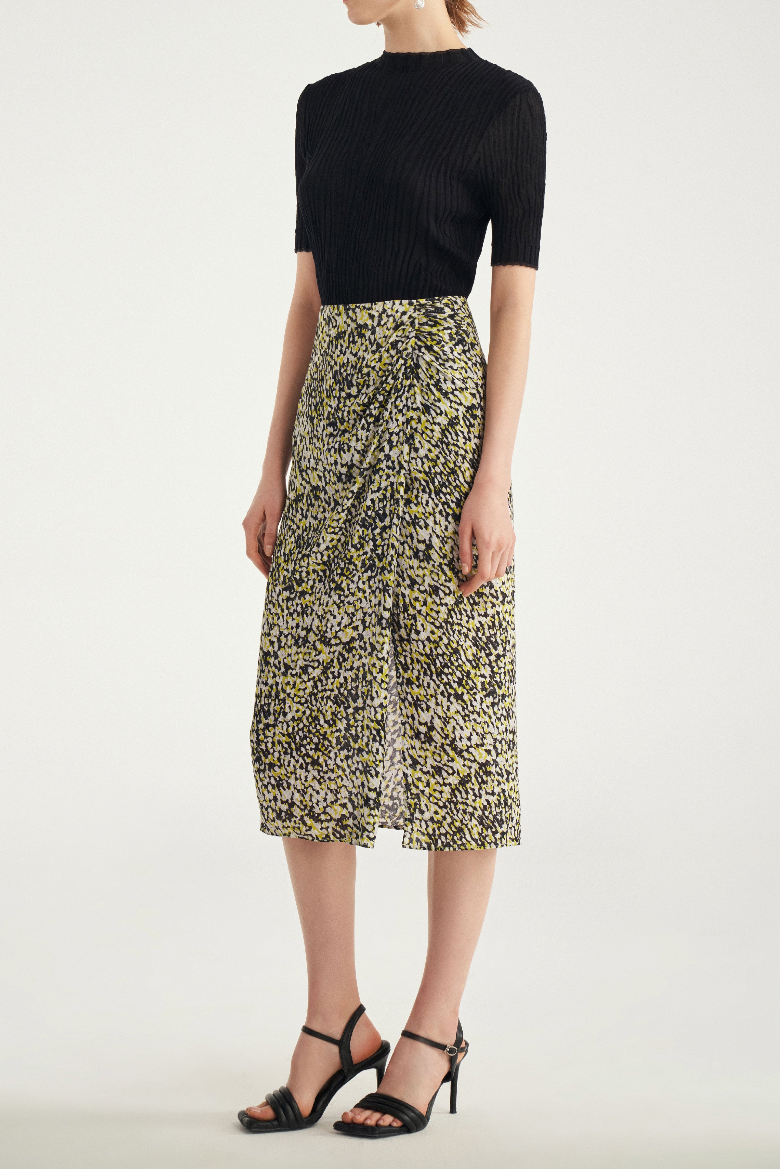 Laurèl Optical Illusion Art Print Skirt With Gather Detail
