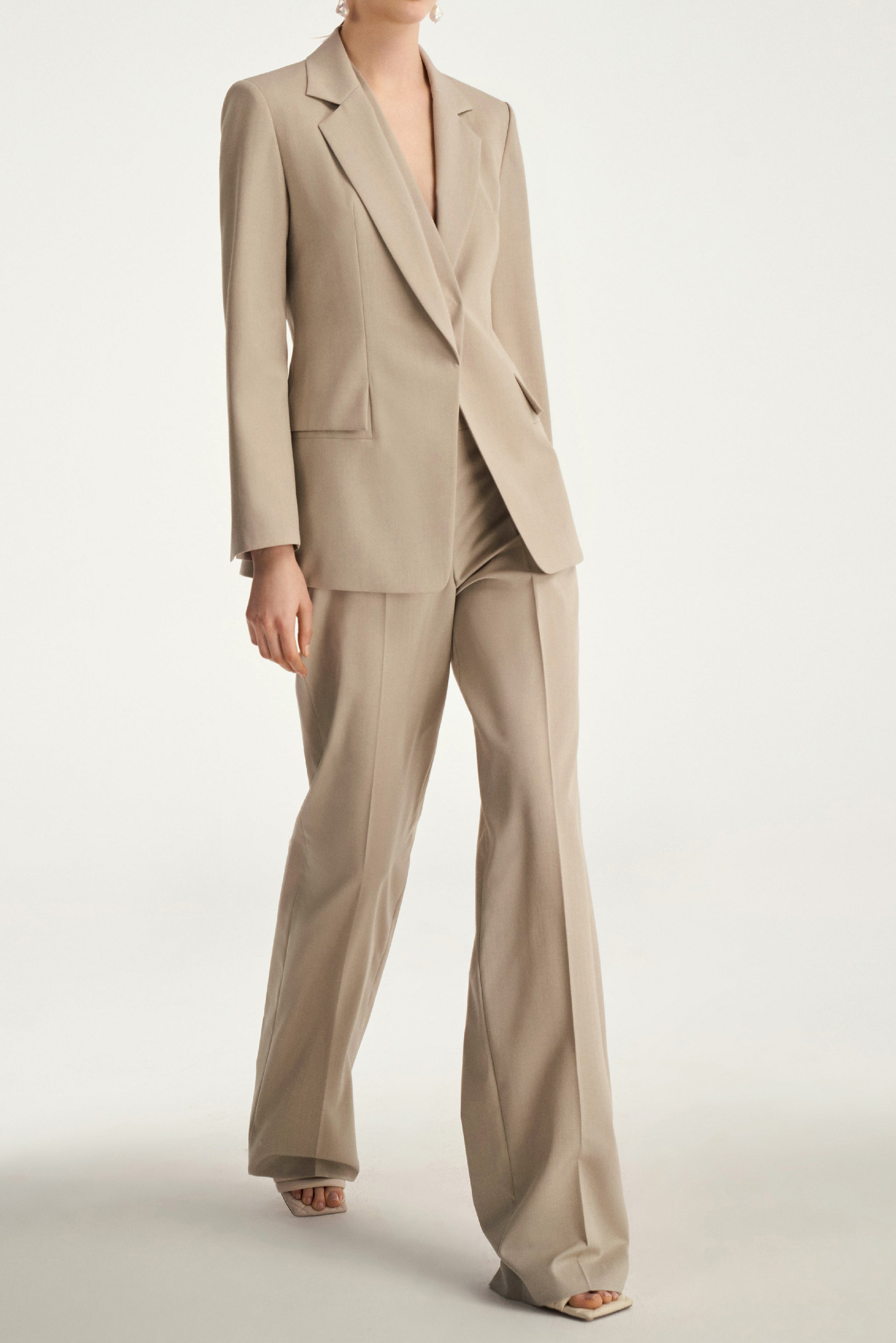 Laurèl Oak Gray Straight-Leg Wool Pants