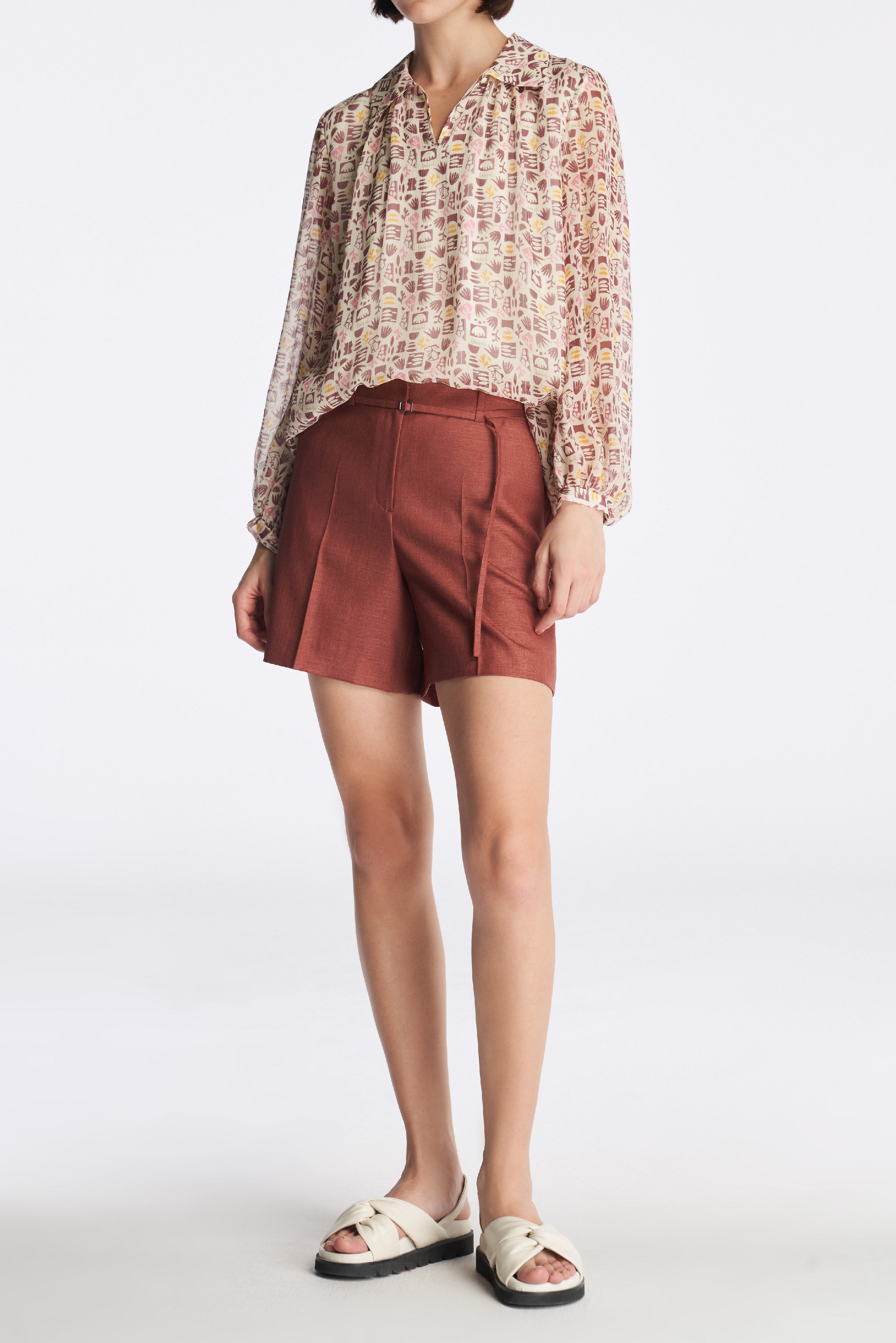 Laurèl Memphis Style Pattern Puff Sleeve Blouse