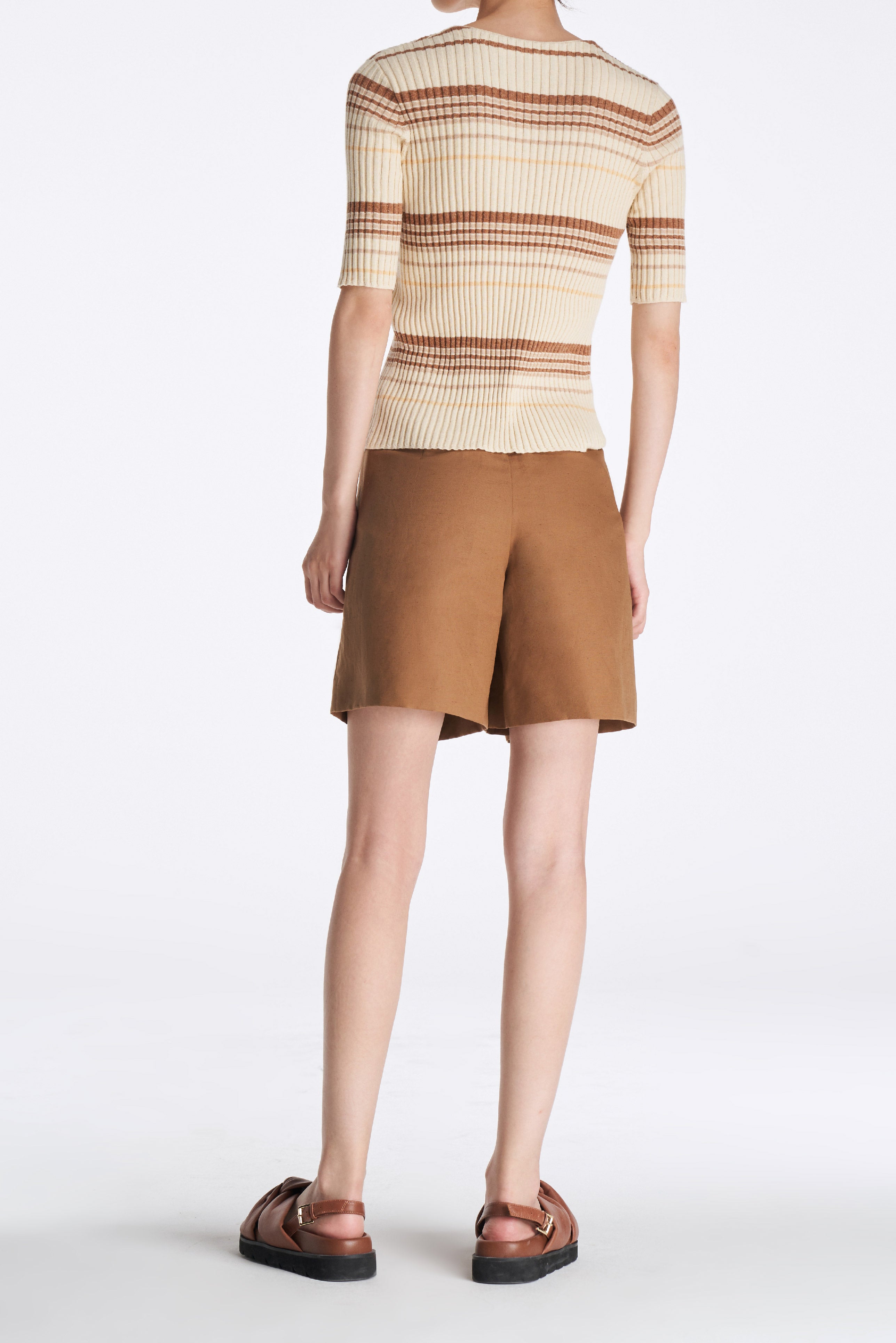 Laurèl Silk Linen Wool Blend Bermuda Shorts