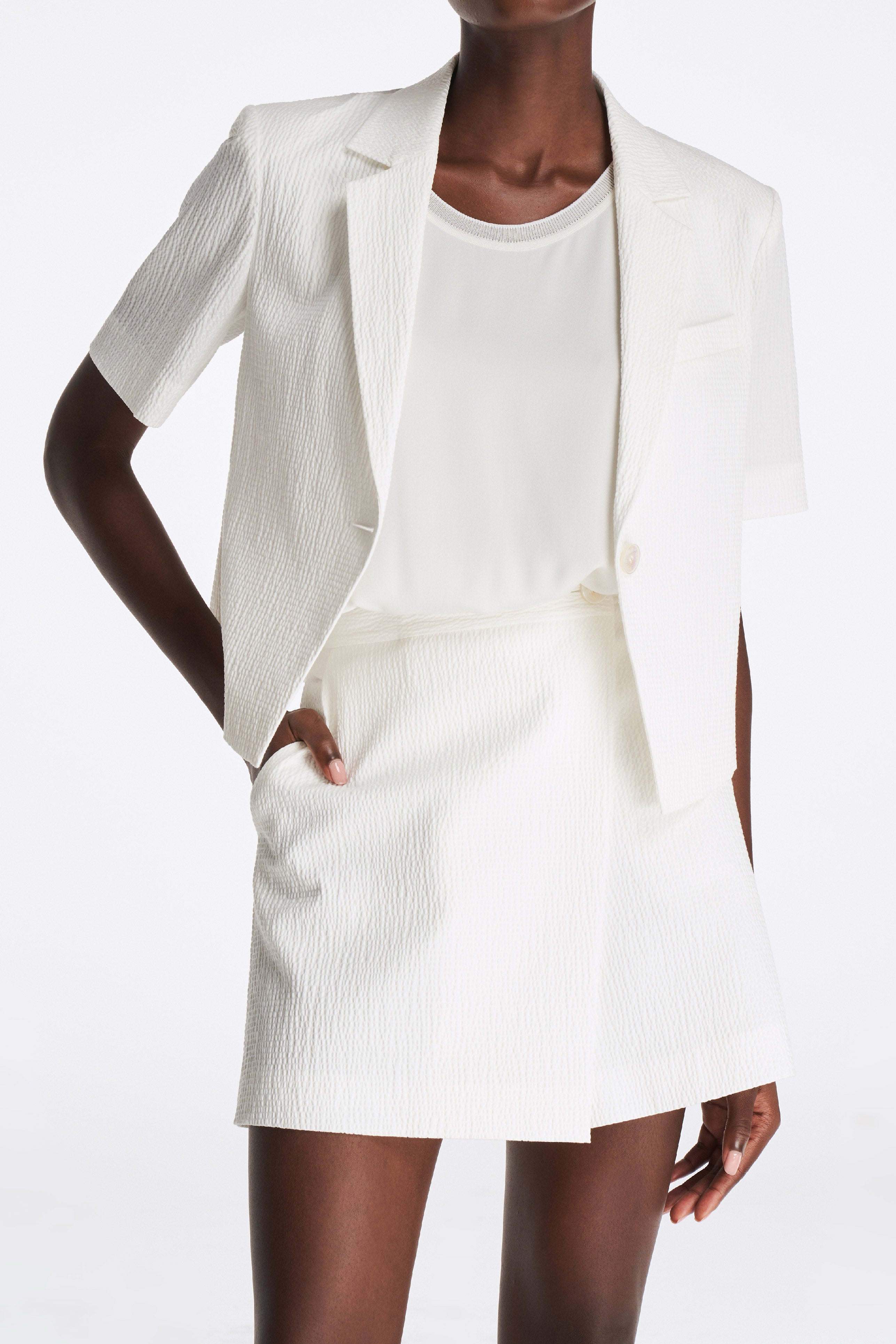 Laurèl White Cotton A-line Shorts