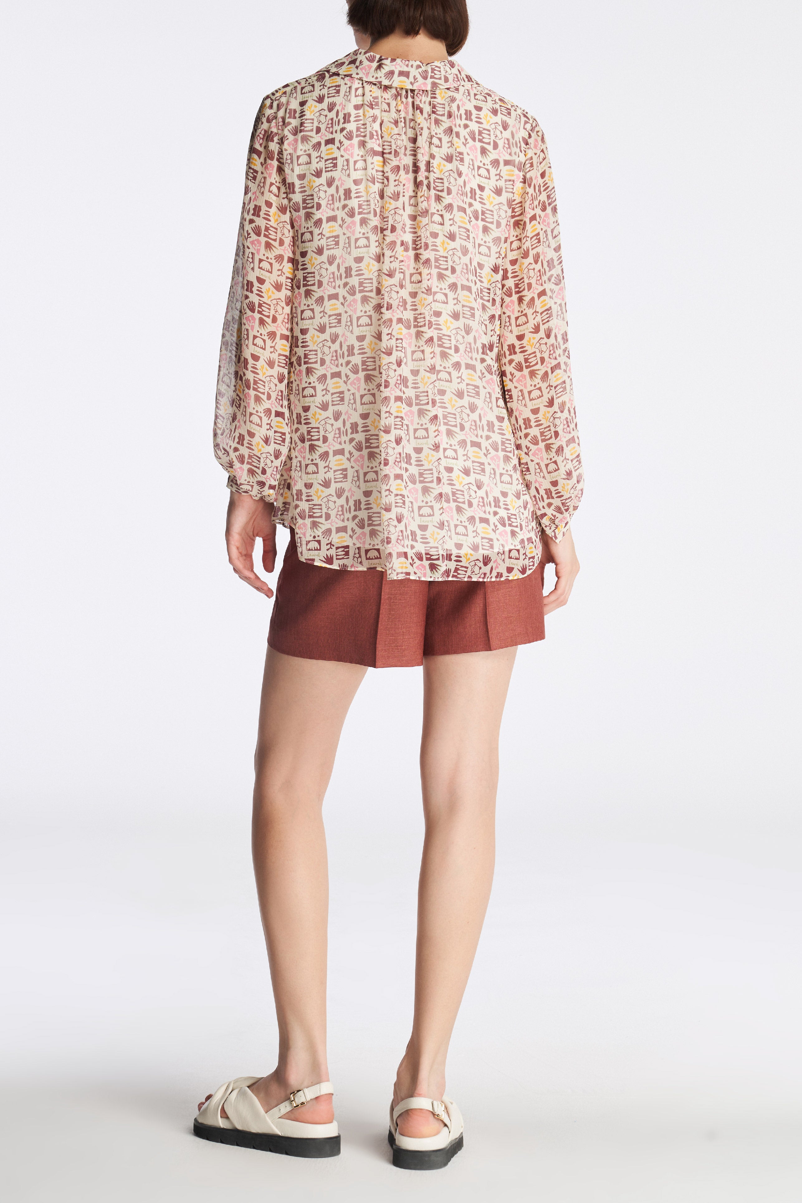 Laurèl Memphis Style Pattern Puff Sleeve Blouse