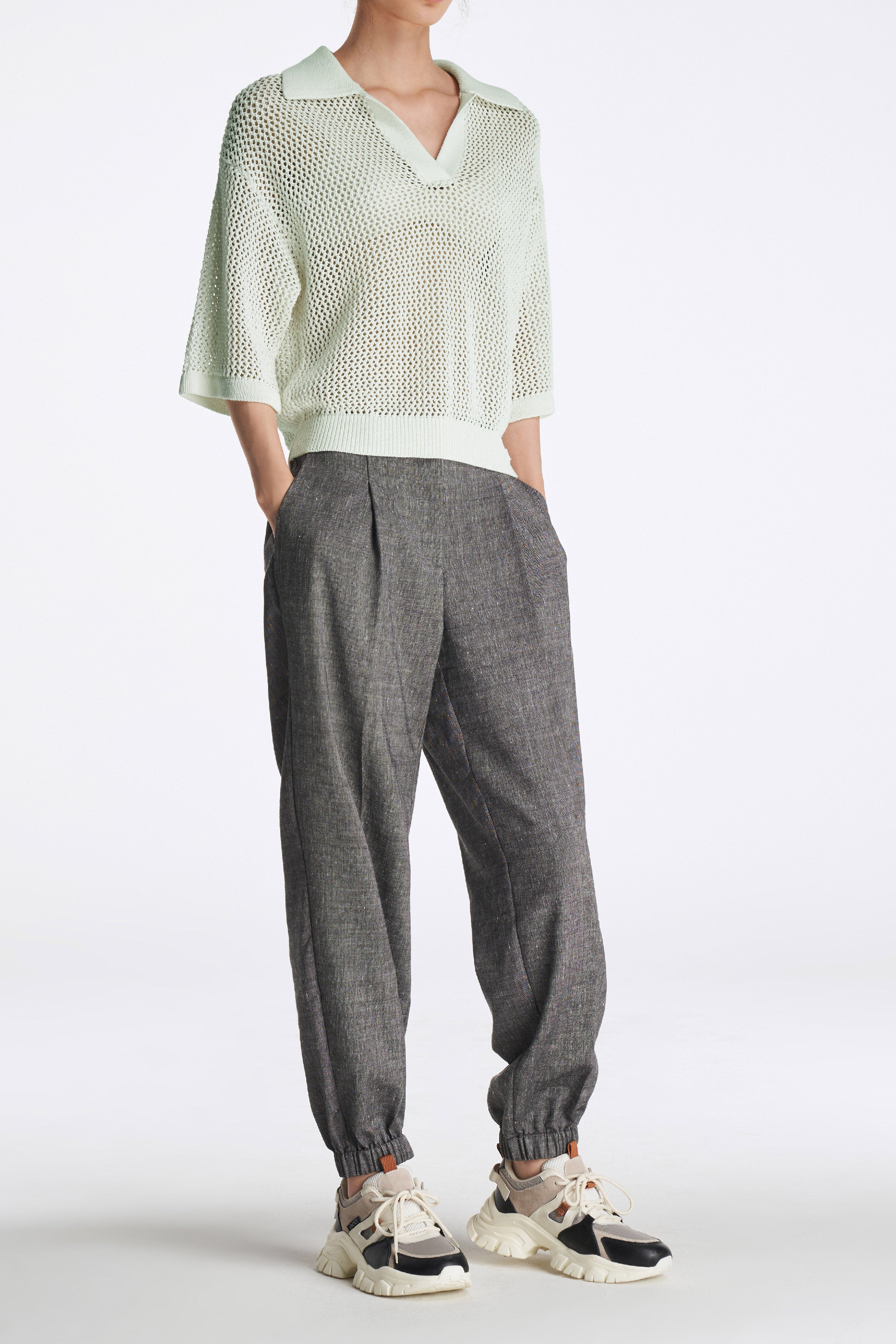 Laurèl Linen-Wool Tapered Pants