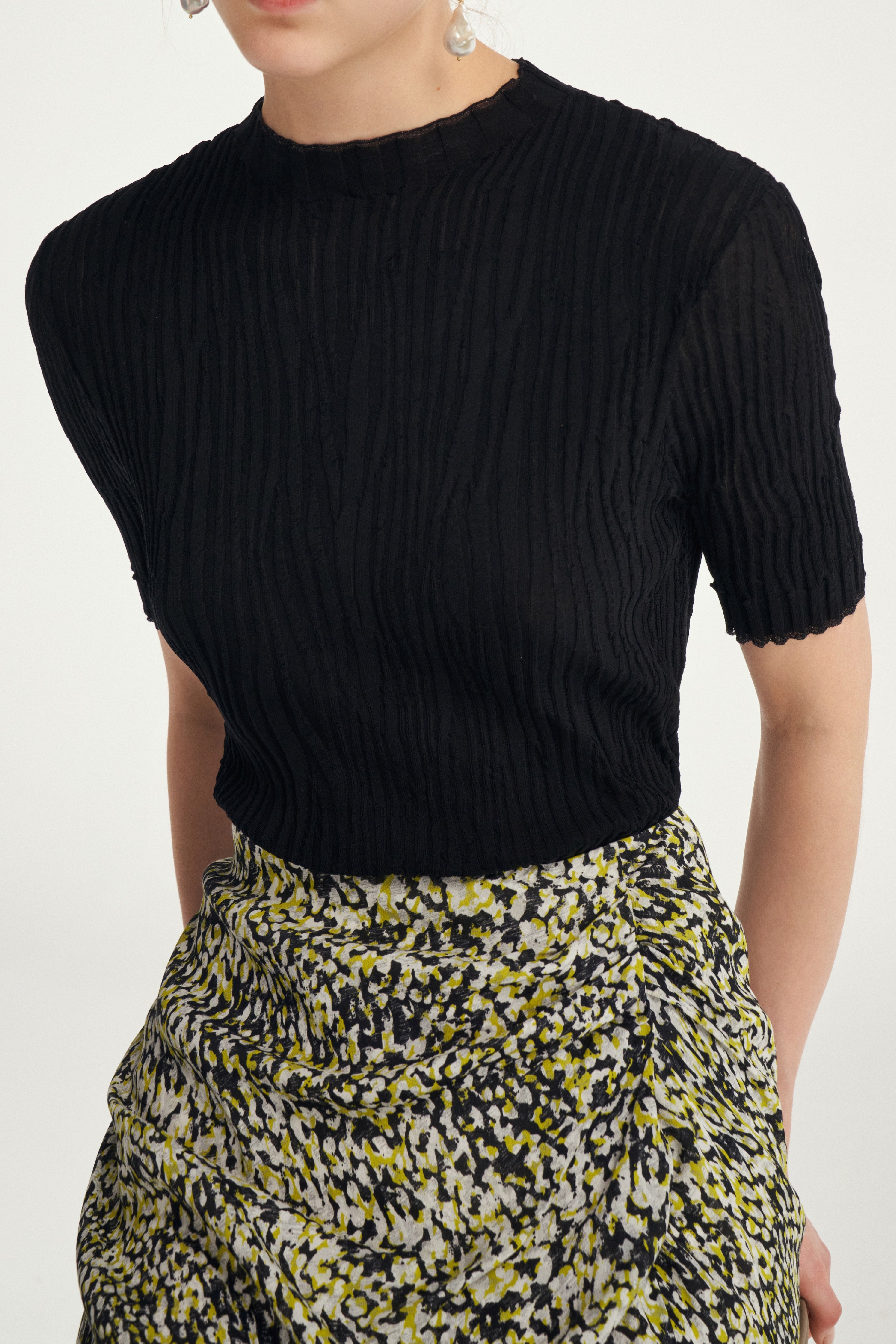 Laurèl Cotton Mock-Neck Knit Sweater