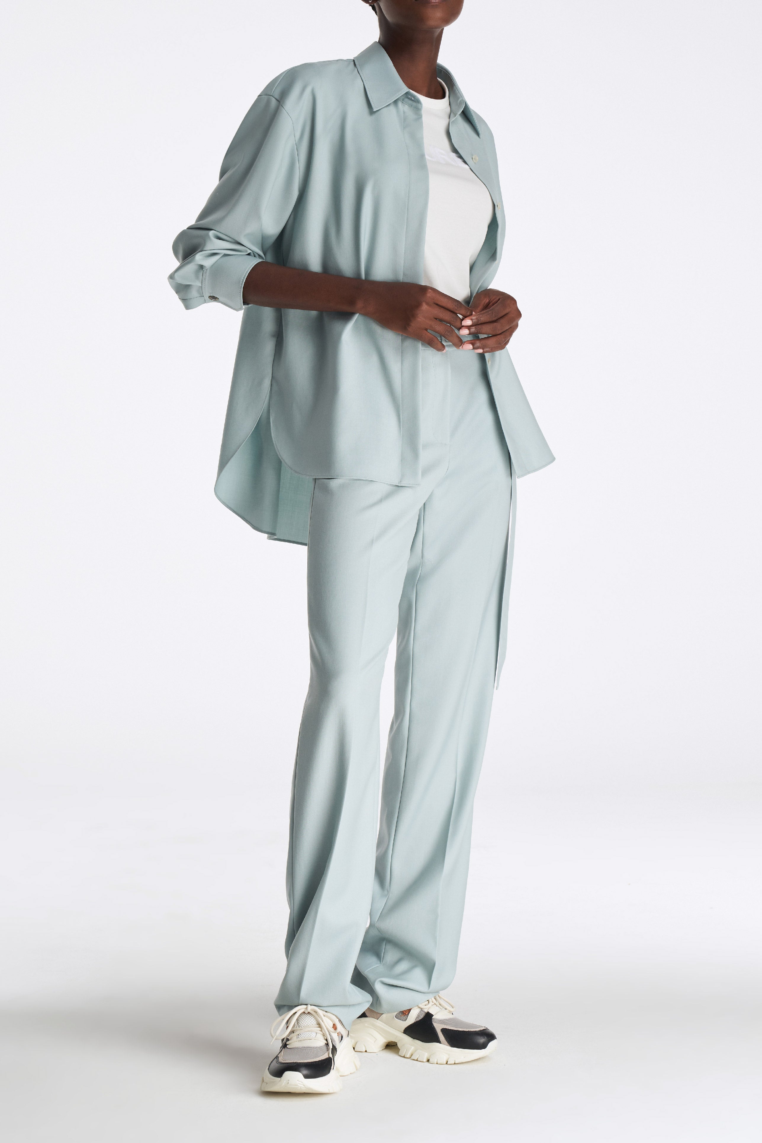 Laurèl Sky Blue Straight-Leg Trousers