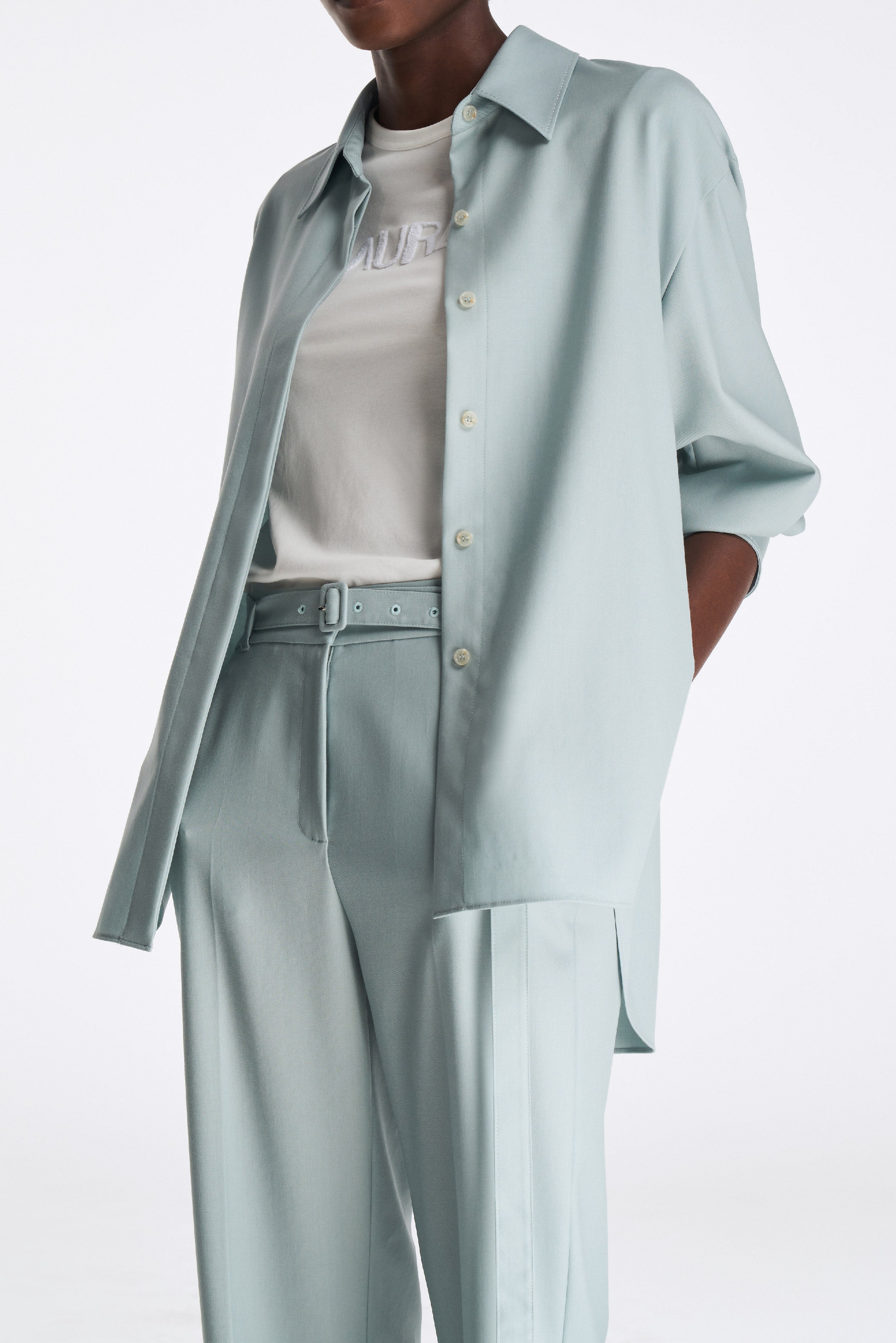 Laurèl Sky Blue Straight-Leg Trousers