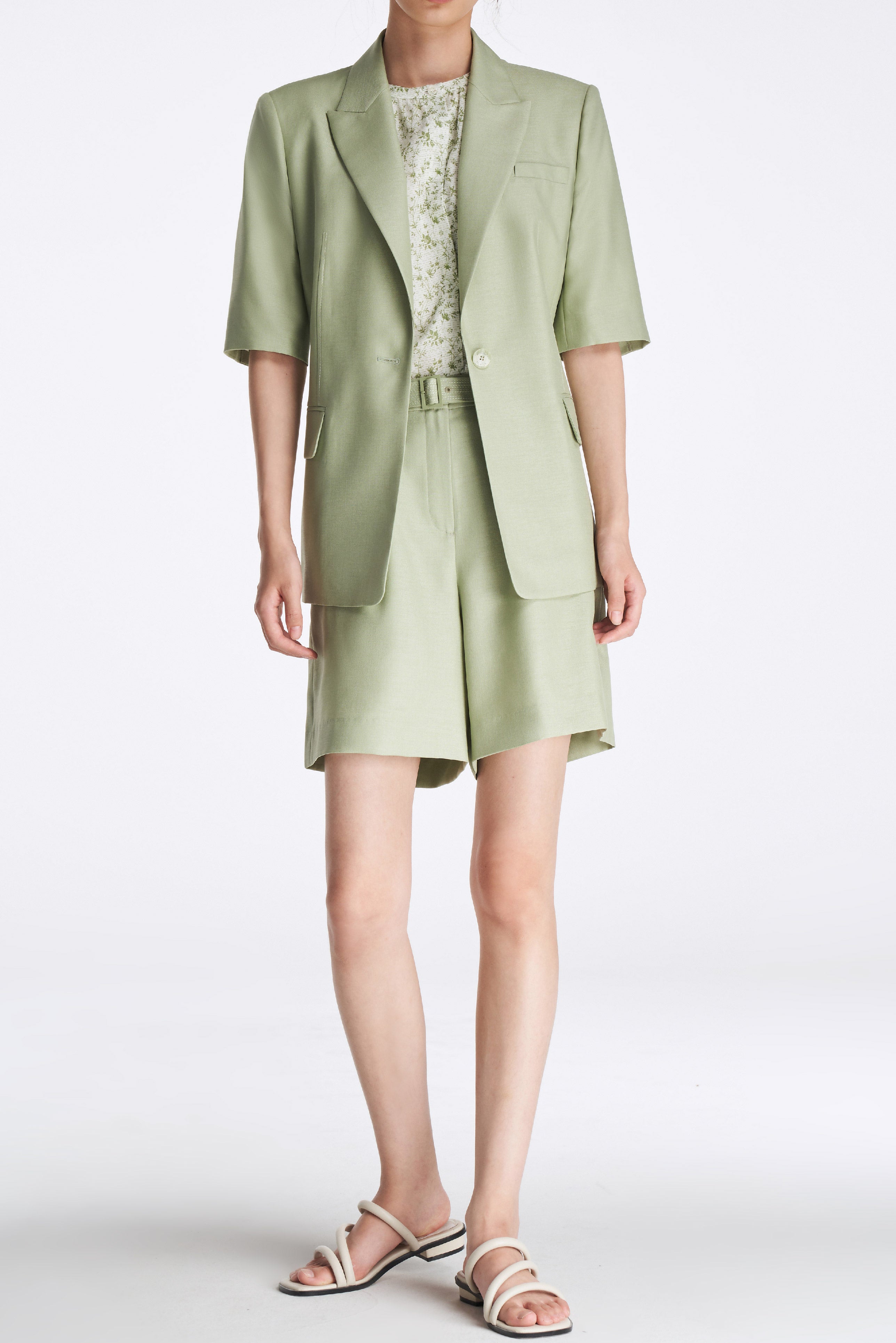 Laurèl Sage Green Short-Sleeve Blazer