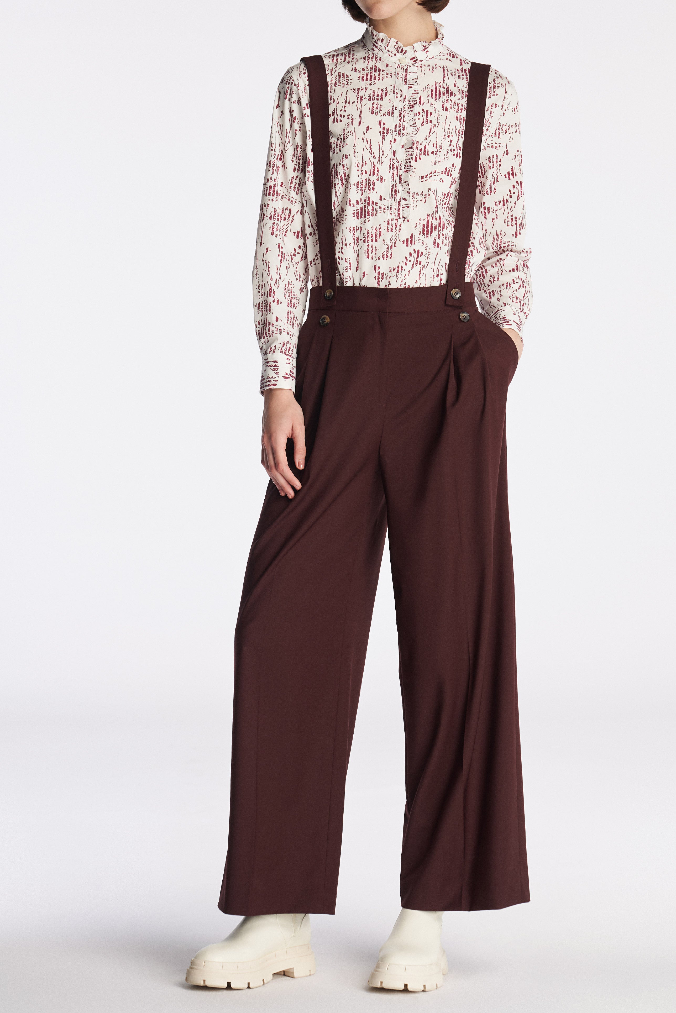 Laurèl Wool Detachable Suspender Trousers