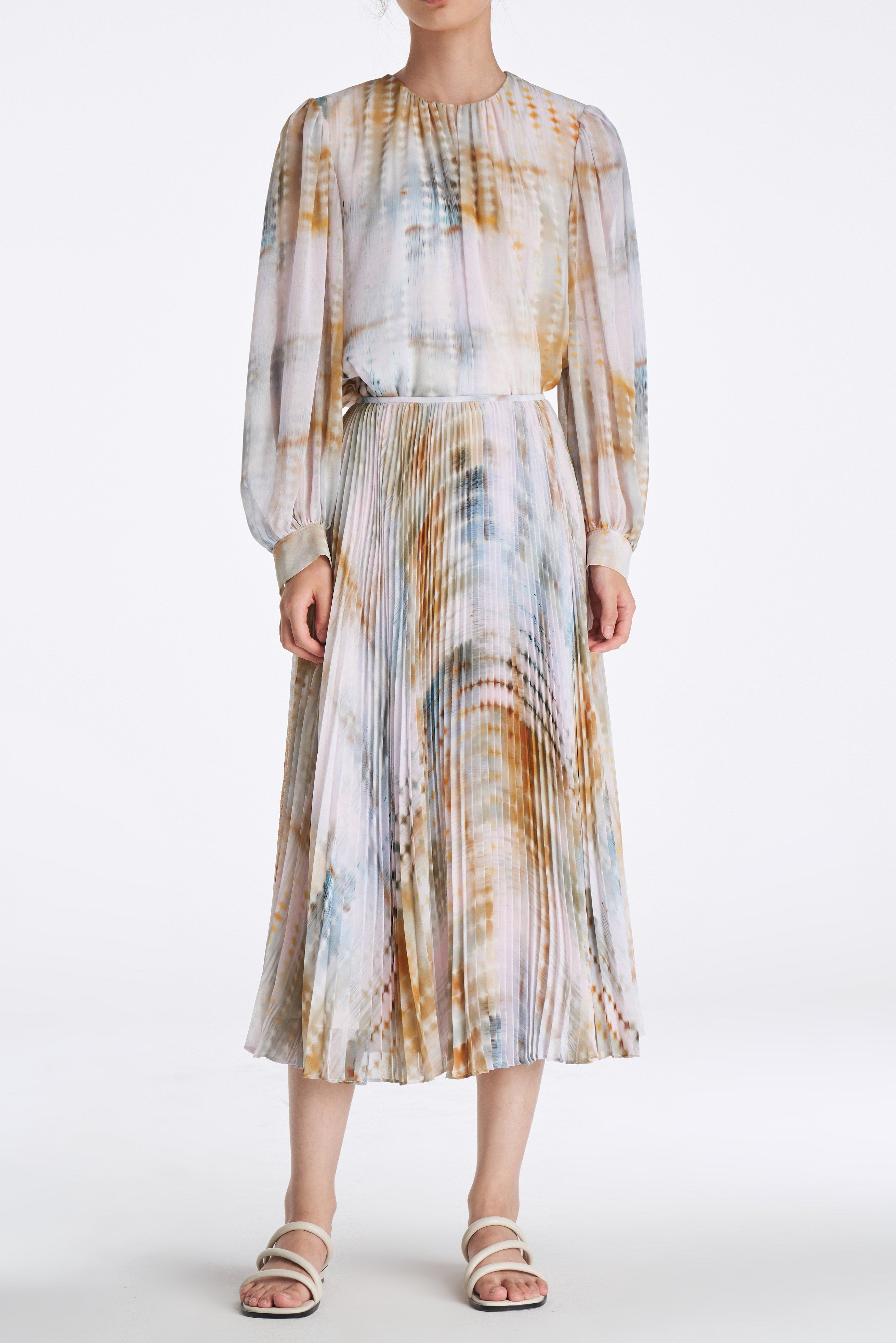 Laurèl Luminous Gradient Print Pleated Skirt