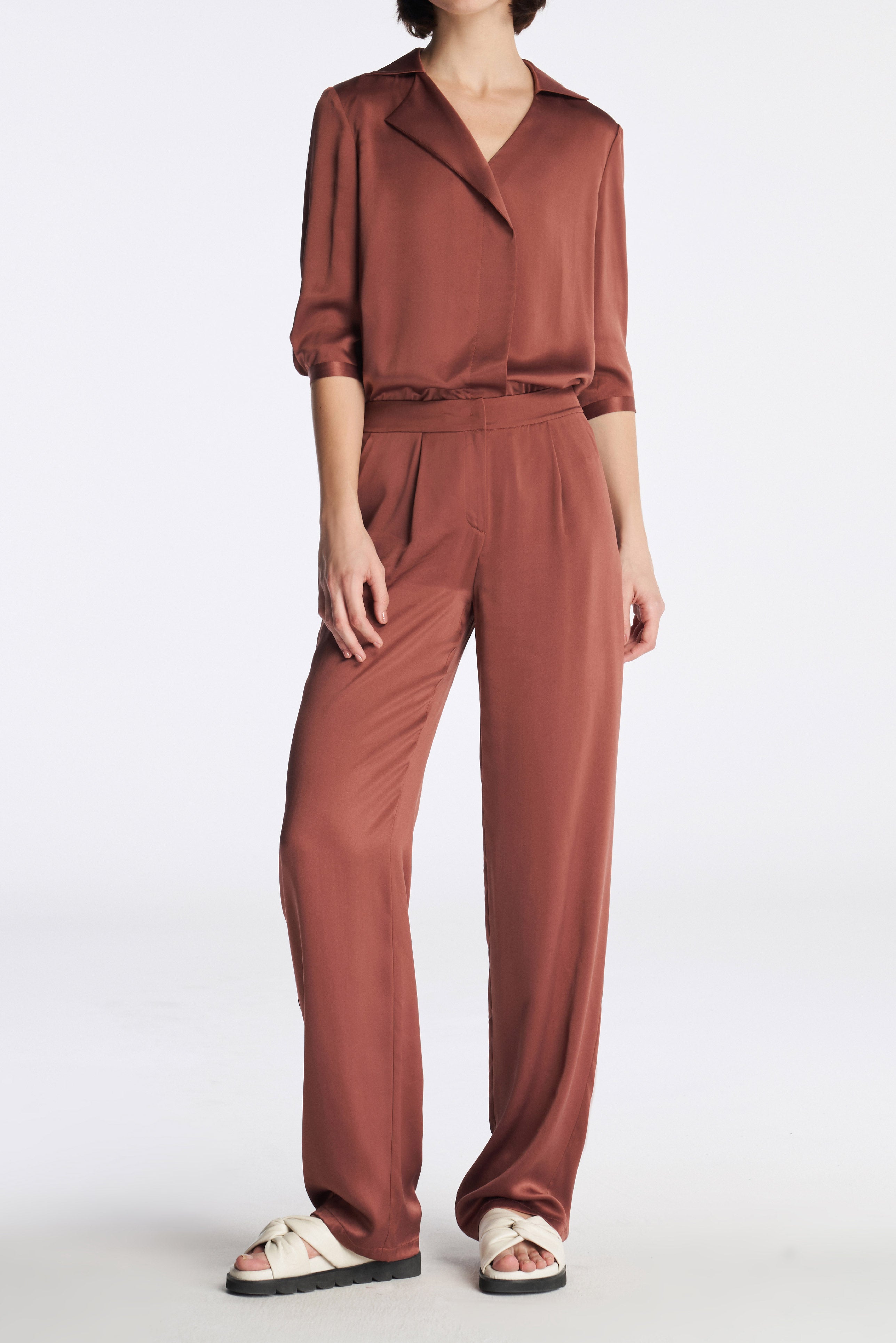 Laurèl Sun-Protective Silk Straight Leg Pants