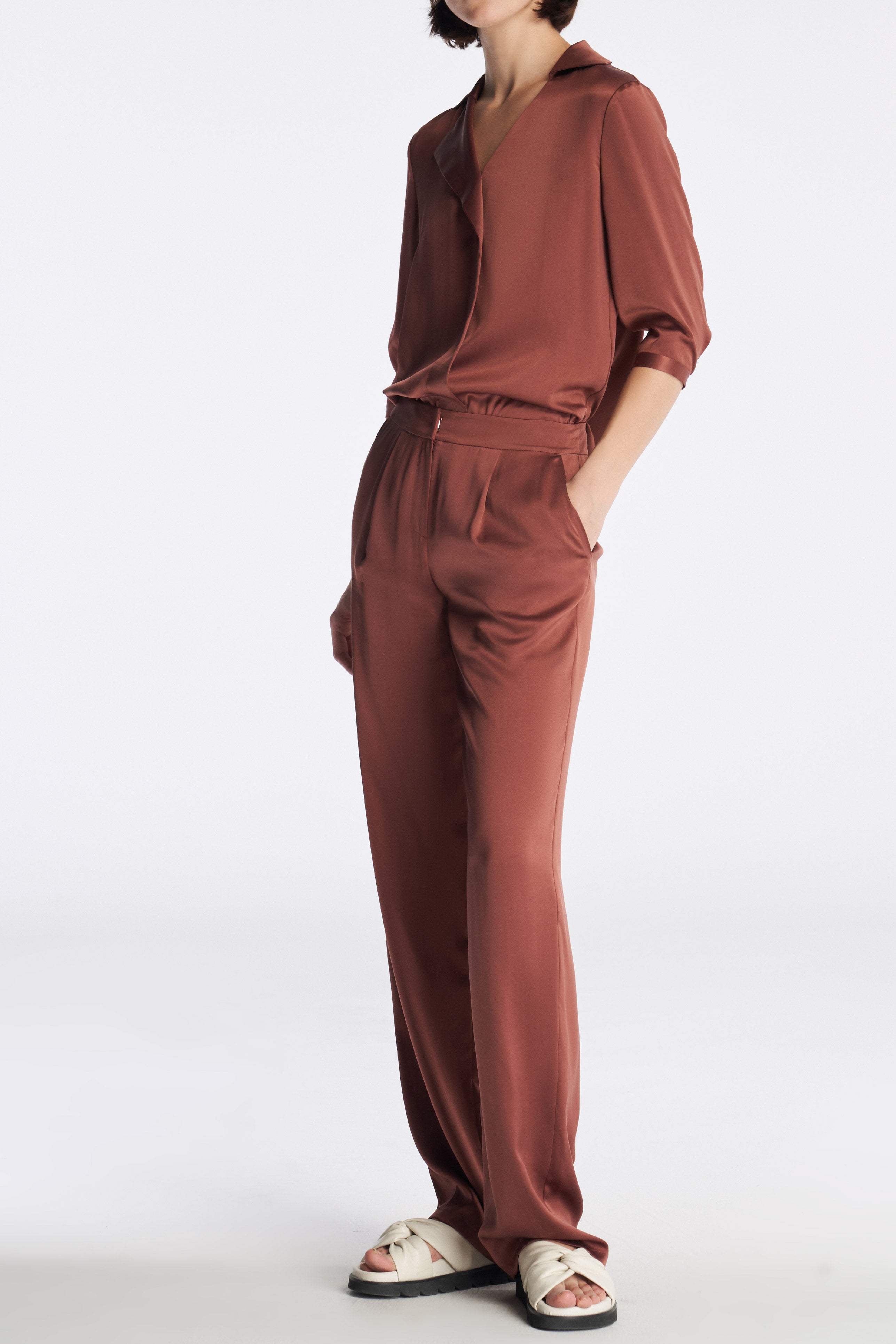 Laurèl Asymmetric Sun-Protective Silk Blouse