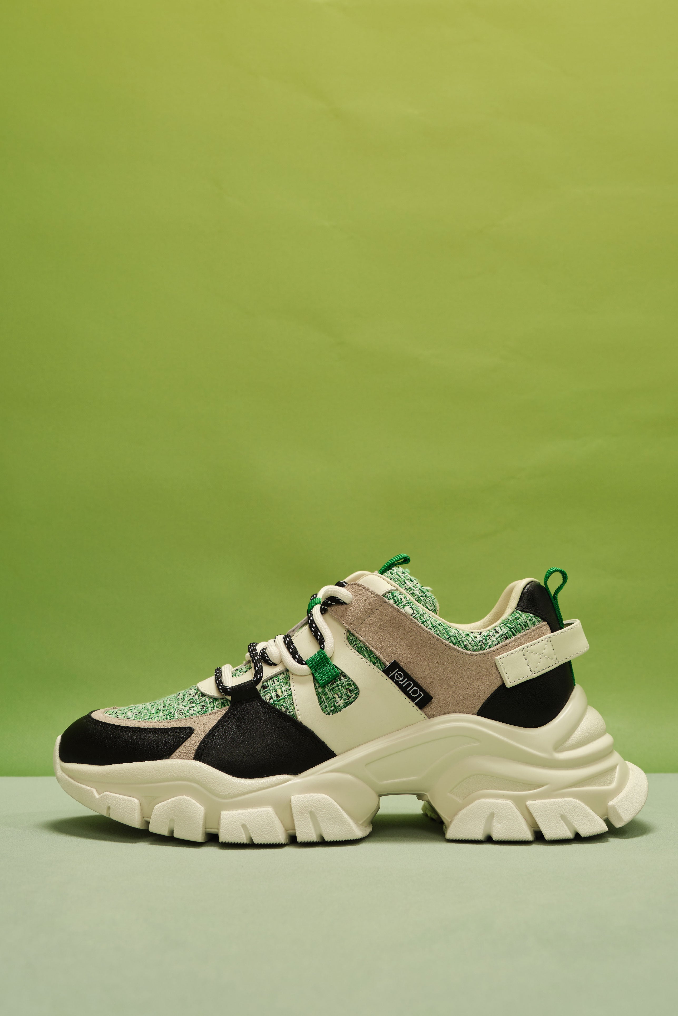 Laurèl Green Tweed Sneakers