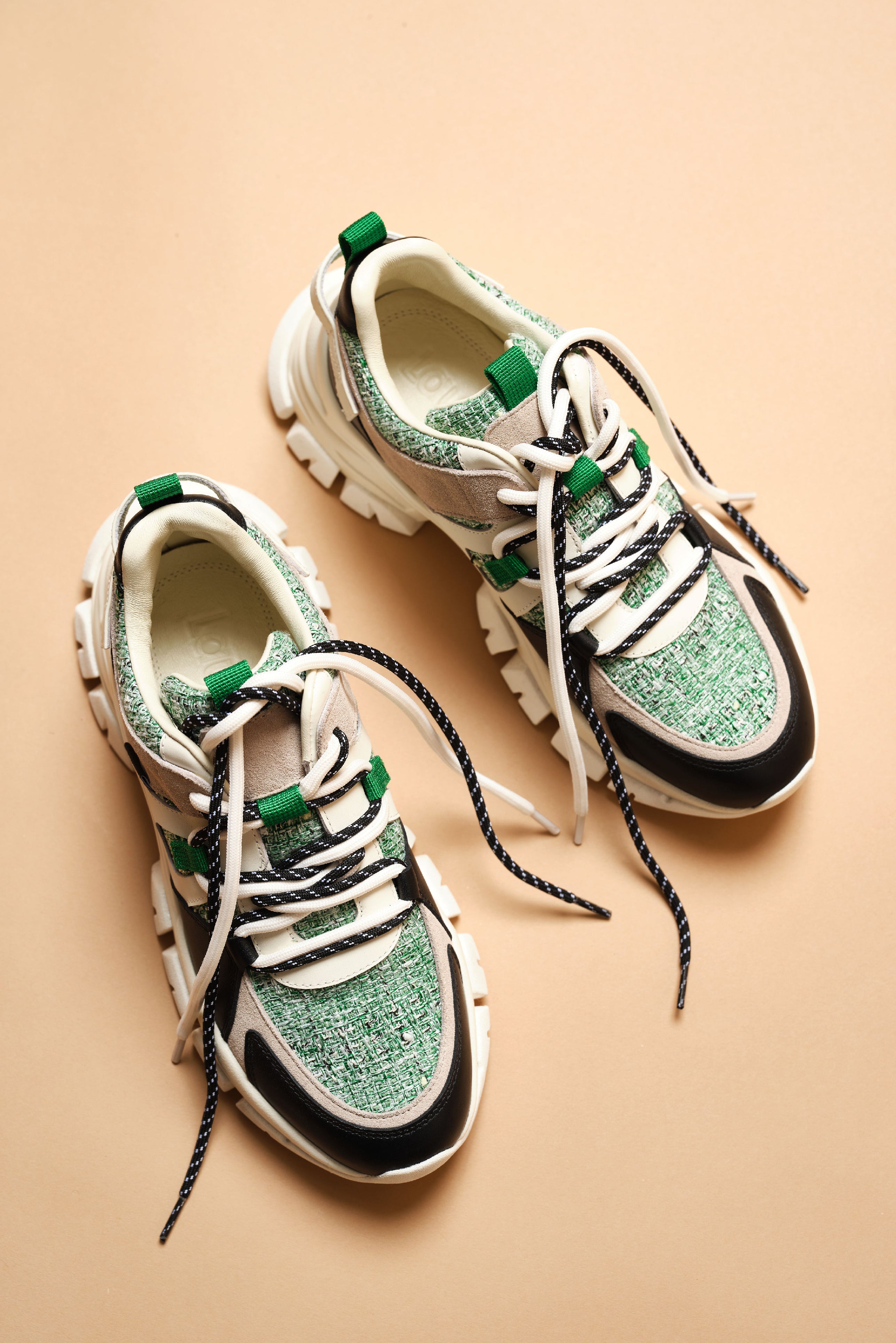 Laurèl Green Tweed Sneakers