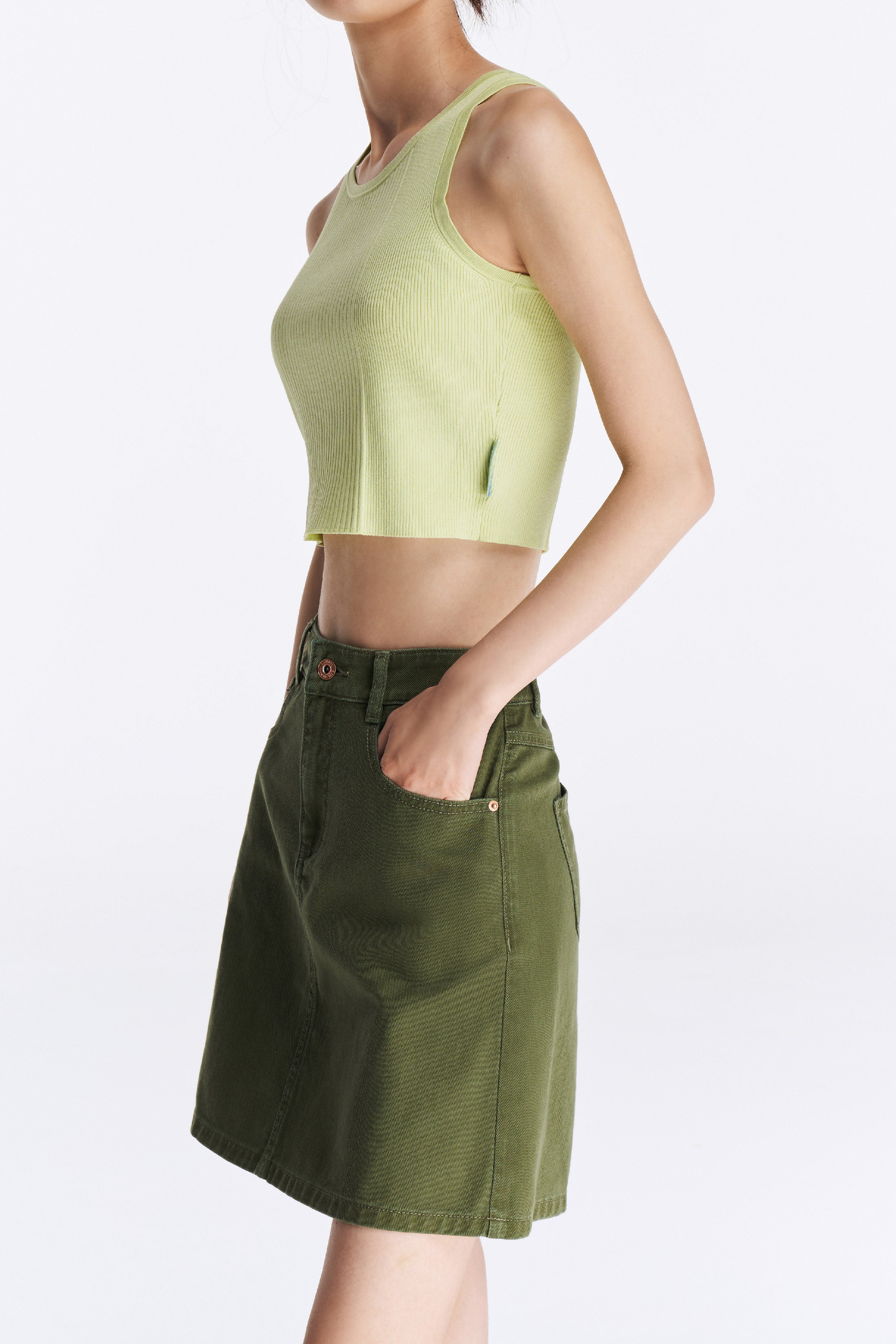 Laurèl Green Short Knit Tank