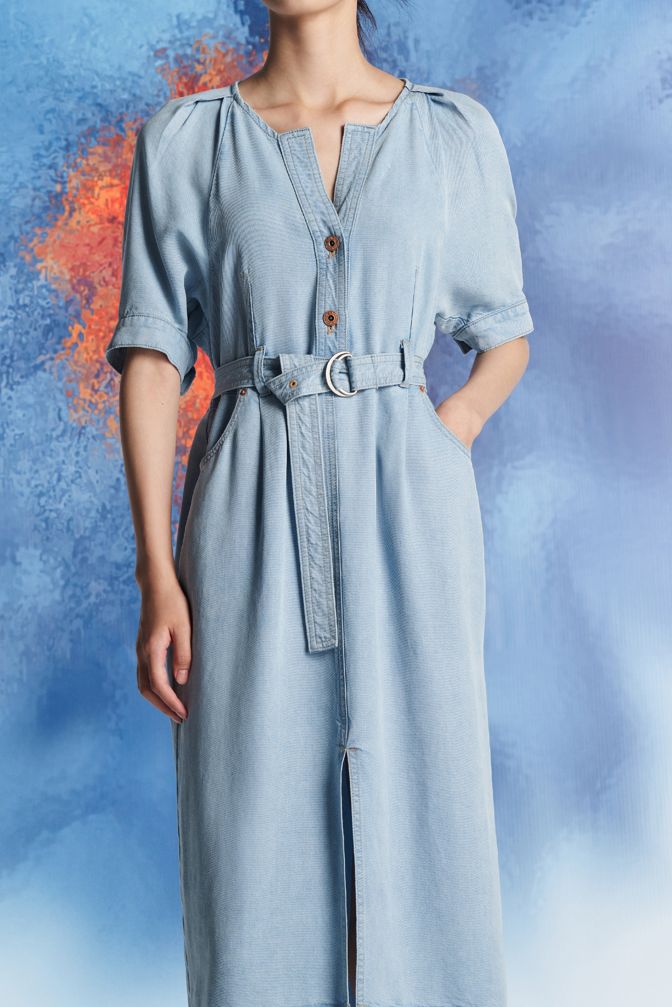 Laurèl Raglan Sleeve Denim Dress