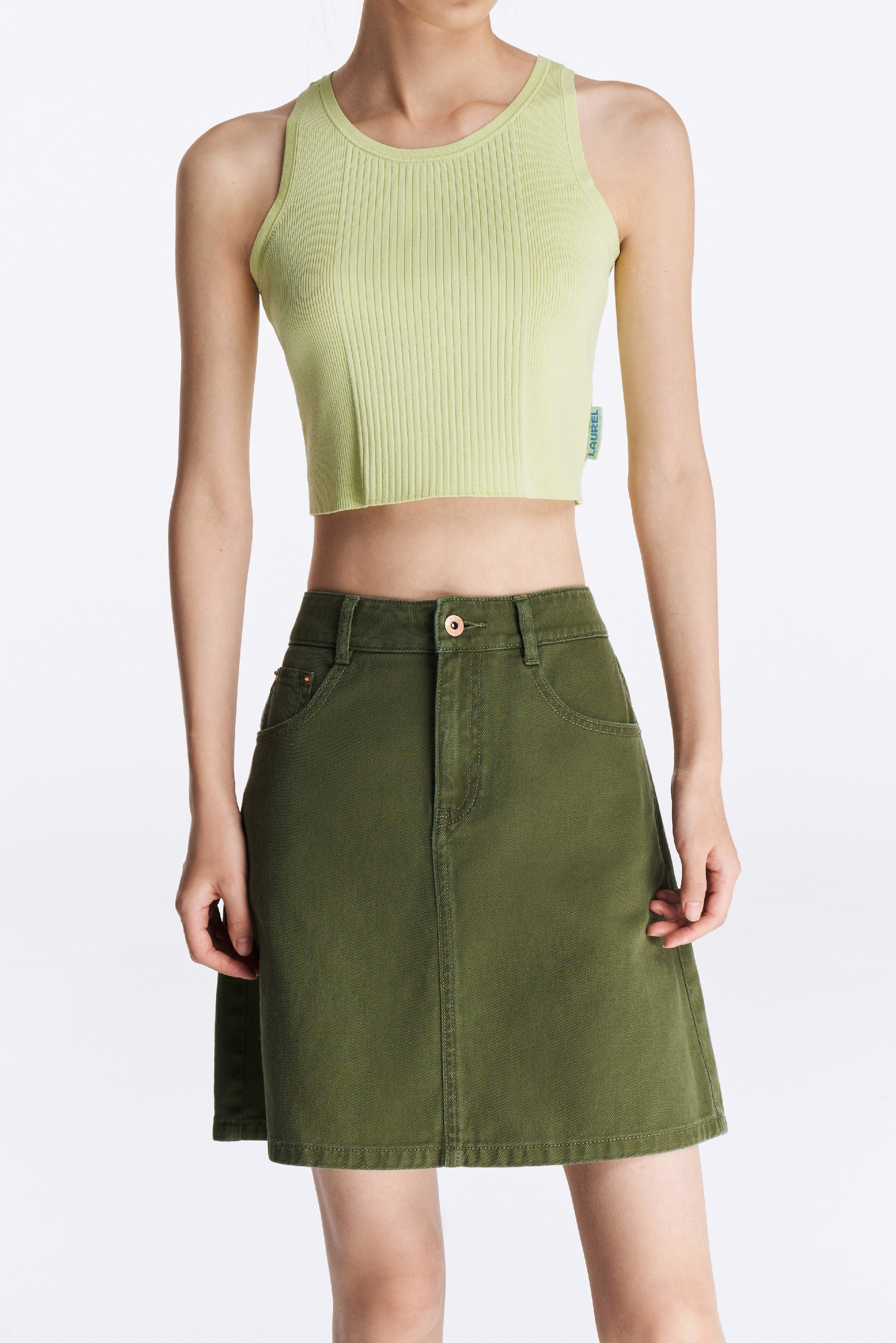 Laurèl Green Short Knit Tank